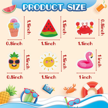 Yopyame Summer Mini Erasers Bulk - 60Pcs Ice Cream Watermelon Flamingo Tiny Erasers For Kids Assorted Novelty Pencil Erasers Puz