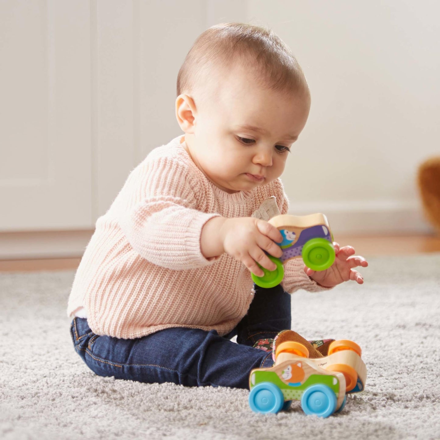 Melissa & Doug First Play Wooden Animal Stacking Cars (3 Pcs)