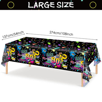 Tegeme 3 Pcs 90s Plastic Party Table Cover Back to The 90s Tablecloth 90s Birthday Party Decoration The 90s Hip Hop Party Supp