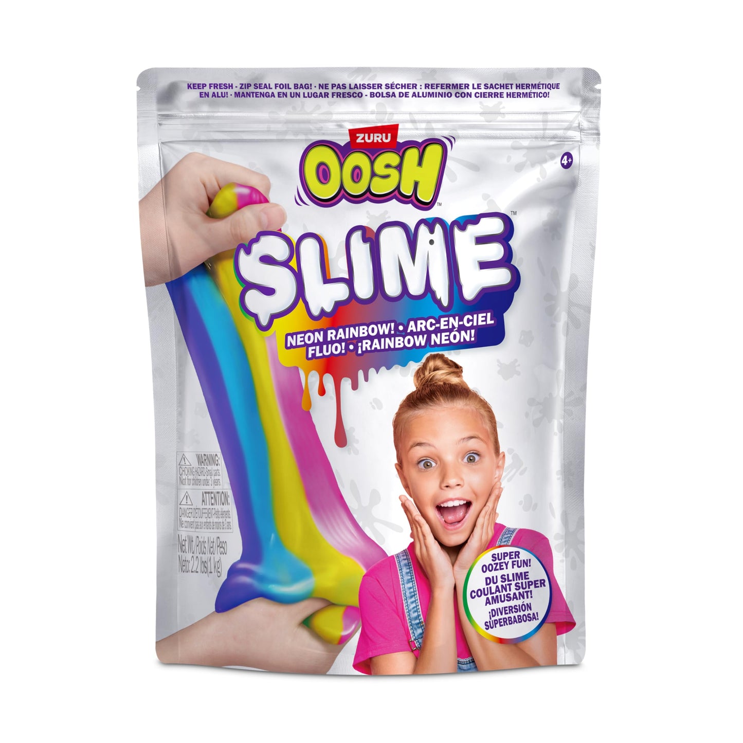 Oosh Slime Large Foilbag 800G (Rainbow) By Zuru, Gooey Slime And Epic Stretchy Slime For Girls And For Kids