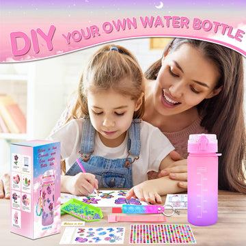 ASIOWELY Decorate Your Own Water Bottle Kits for Girls Age 4-12, Butterfly Flower Diamond Painting Art and Crafts Gift for Boys
