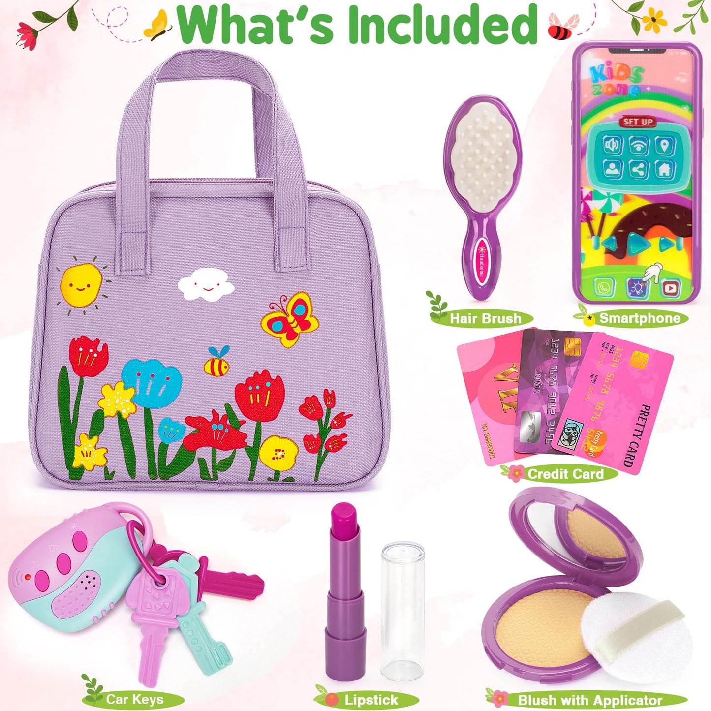 Officygnet Toy For Girls 1 2 3 Years Old, Toddler Purse Girl Toys With Pretend Makeup Kit, Pretend Princess Play Purse Toys For