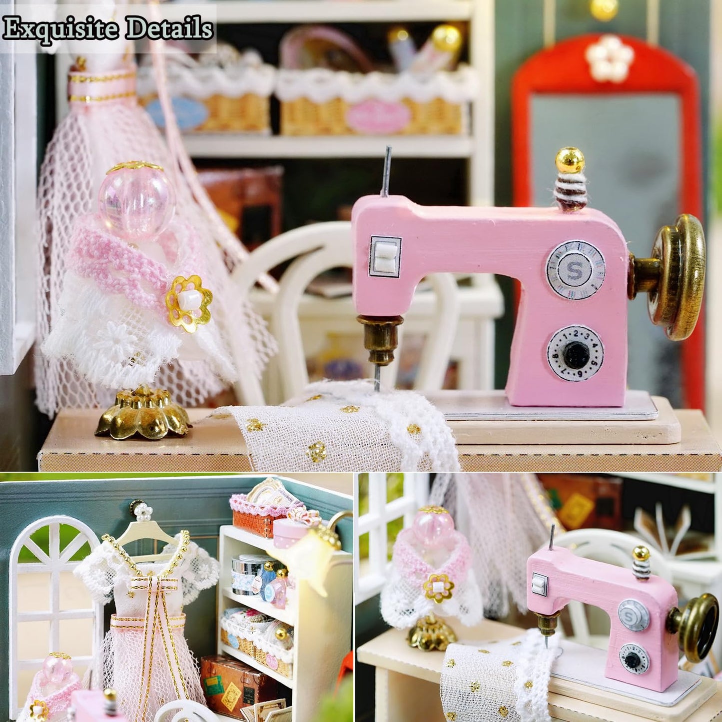 Tukiie Diy Miniature Dollhouse Kit With Furniture, 1:24 Scale Creative Room Mini Wooden Doll House Plus Dust Proof For Kids Teens Adults(Beatific Atelier)