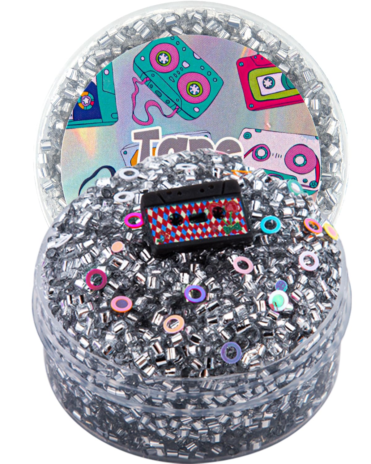 Tape Silver Bingsu Slime, Non-Sticky Glimmer Crunchy Slime, Slime Party Favors For Kids, Slime Sensory Toys For Birthday Easter