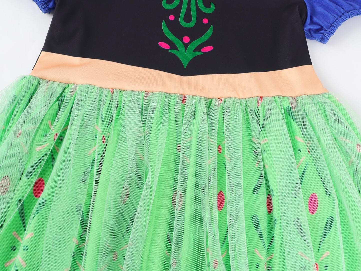 Benylion Princess Dress For Girls Christmas Birthday Party Dress Up Little Girls Puff Sleeve Tulle Dress Coronation Dress Age 7-