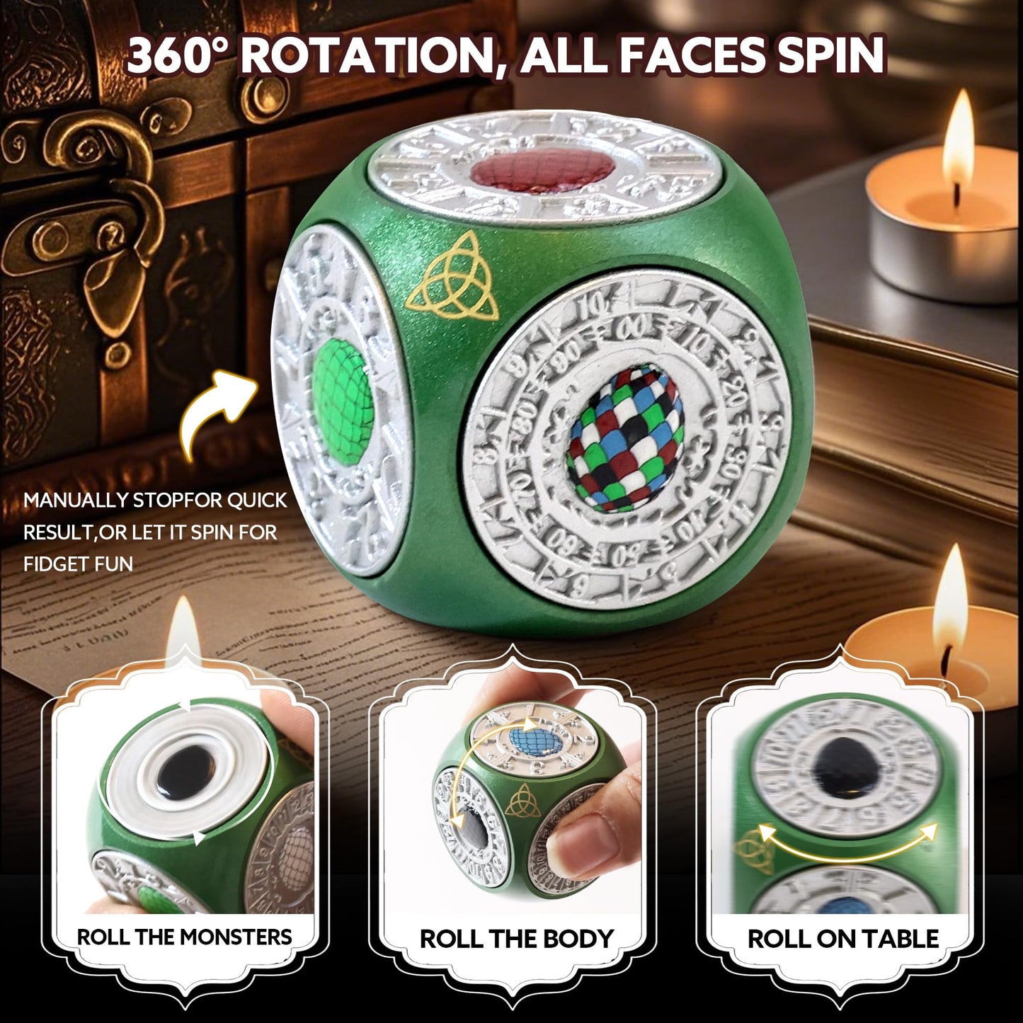 Metal Dnd Spinner Dice Set, 7 In 1 D&D Dice Spinner With Unique Dragons Egg Relief For Dungeons And Dragons Gifts, Fantasy D&D T