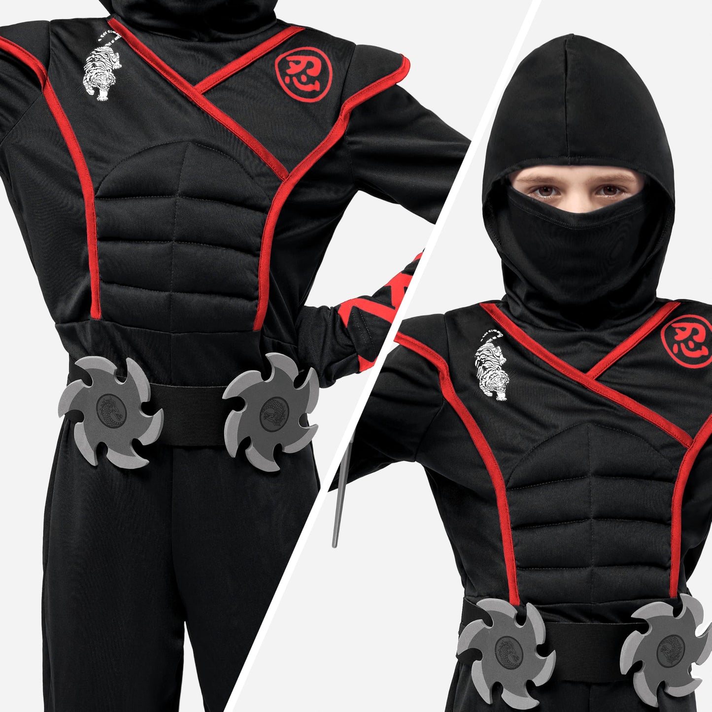 Spooktacular Creations Halloween Ninja Costume Black Ninja Outfit Set for Kids Halloween Costumes with Accessories for Boys Dress Up and Role Play Party (XX-Large 14-16 yrs)