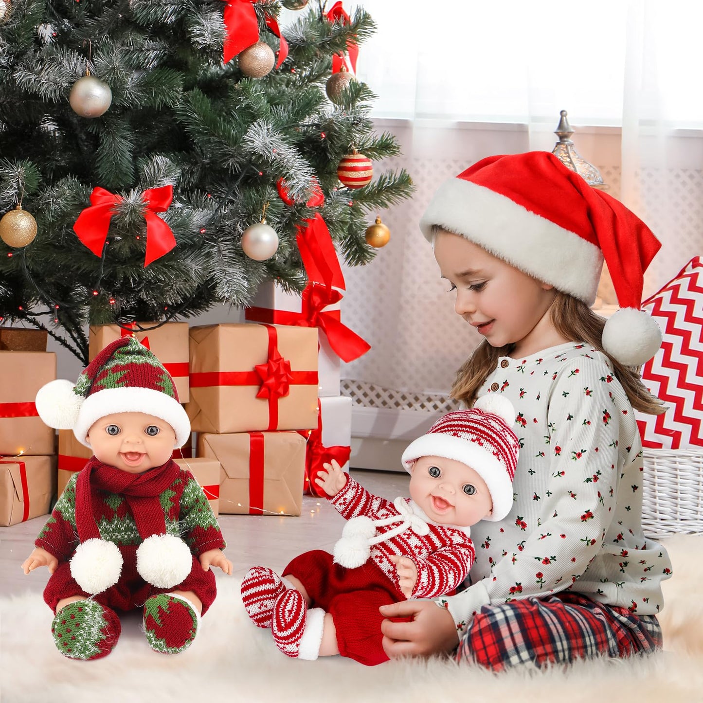 Deao Christmas Baby Doll Toys 13 Inch Newborn Cute Baby Doll With Christmas Clothes Hat And Socks,Baby’S First Christmas Doll Christmas Holiday Toy For Boys & Girls,Infants And Toddler