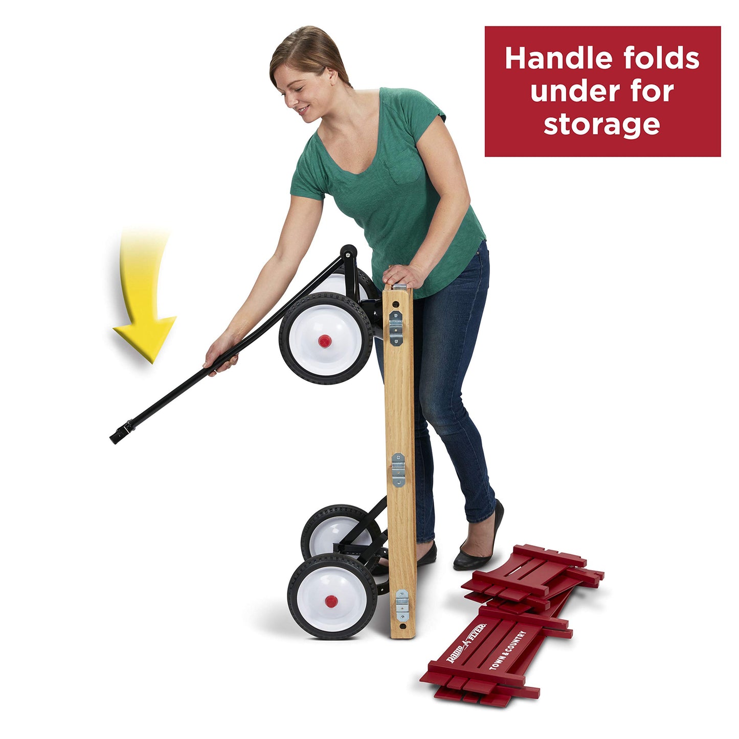 Radio Flyer Town And Country Wooden Kids Wagon With Removable Side Panels, Red