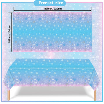 Kesfey 3 Packs Christmas Snowflake Tablecloth 51 X 87 Inch Winter Frozen Wonderland Table Cover Disposable White Snowflake Plast