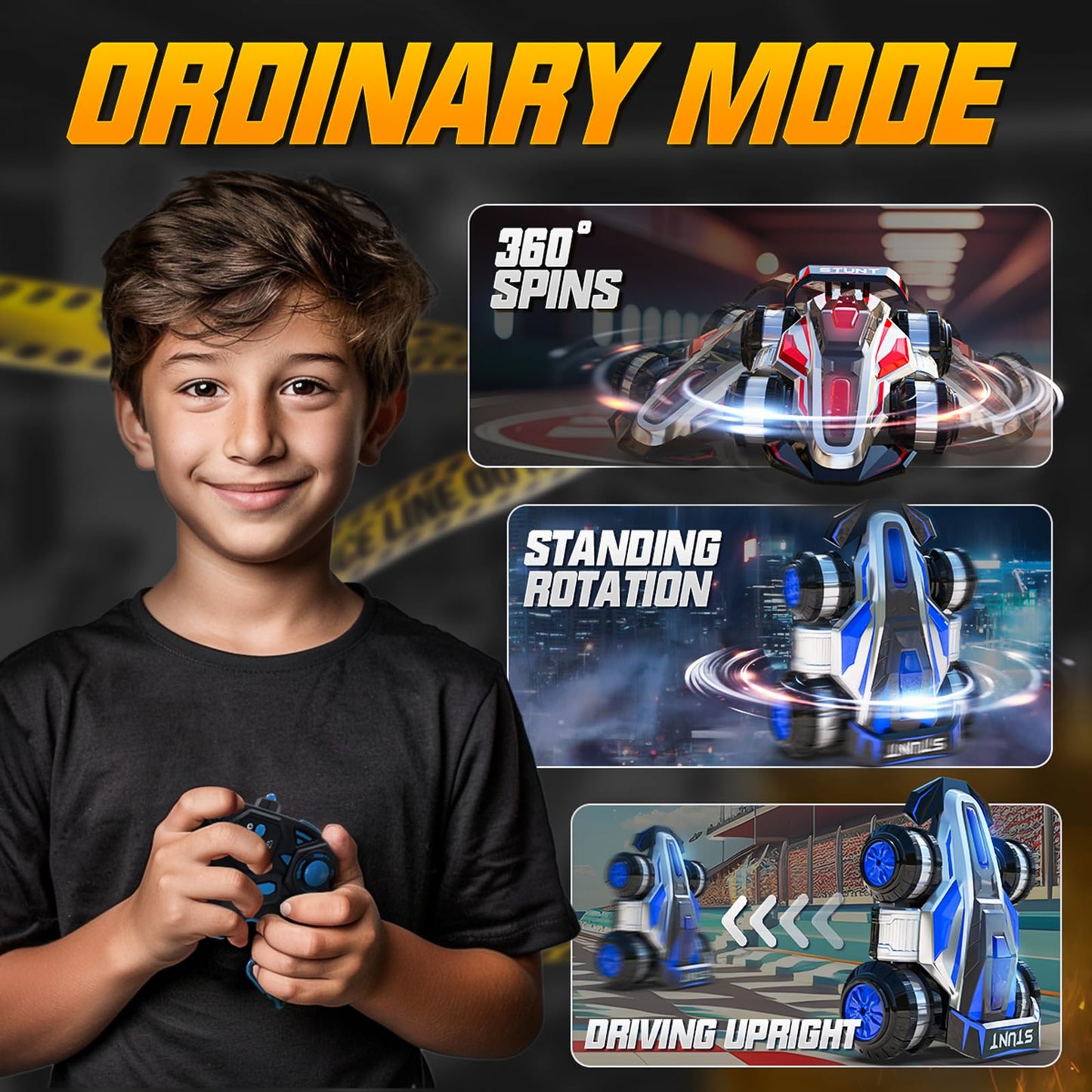 WJWMIRC 1:14 Remote Control Roll Stunt Car for Boys 360Rotating 4WD RC Cars with Lights Music Upright Walking Four-Wheeled Rollo