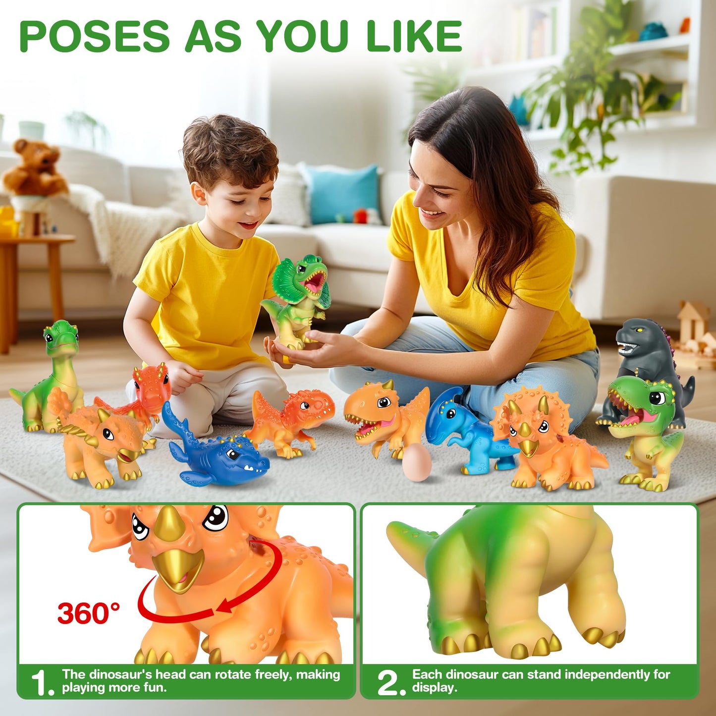 Ykanzz Dinosaur Toys For Kids 3-5, Plastic Dino Toy Set For Boys Age 4-7, 11 Soft Small Dinosaur Figures & 1 Egg, Series Of Dino