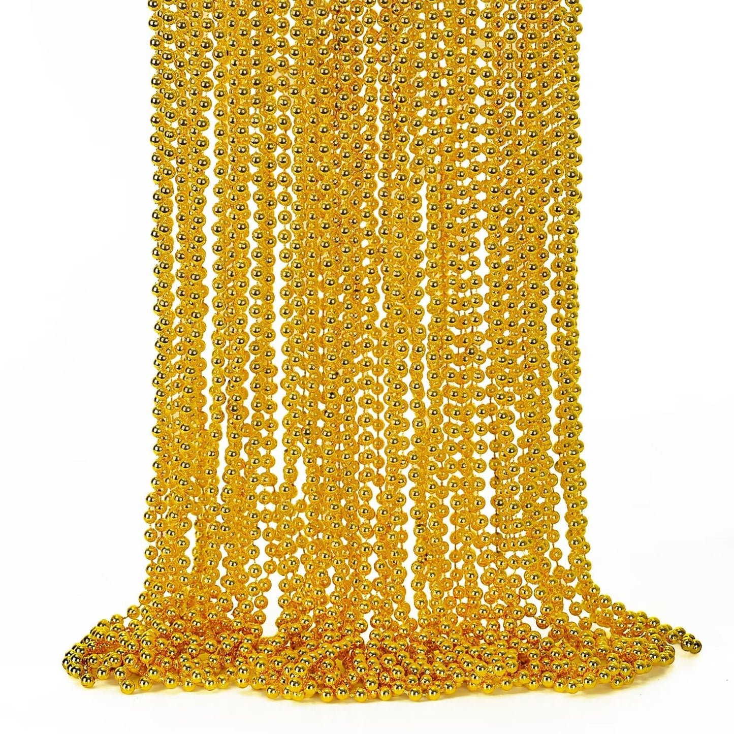 Gold Bead Necklace, 24PCS Christmas Bead Necklaces Stuff, 33'' Mardi Gras Xmas Beaded Necklace Costume, Festival Parade Throw Ac