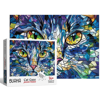 Buhah Cat Stained Glass Puzzles For Adults 1000 Pieces Pretty Kitten Art Jigsaw Puzzles Impossible Challenging Animal Aesthetic
