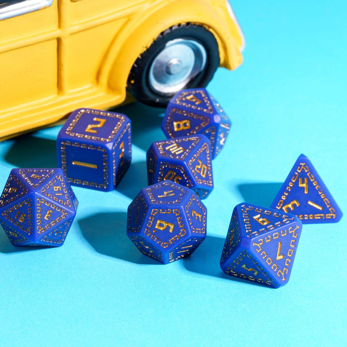 HDdais DND Dice Set, 7 Die Polyhedral Dice Set D&D for MTG Dungeons and Dragons Role Playing Game(Blue)