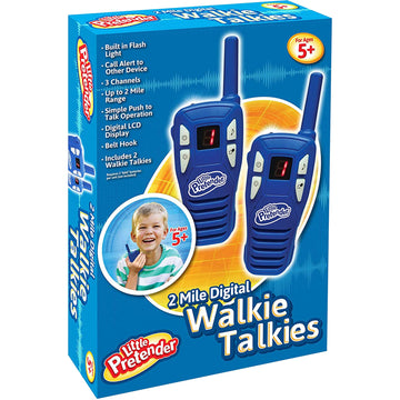 Little Pretender - 2 Pack Walkie Talkies For Kids, 2 Mile Range, 3 Channels, Includes Built In Flash Light | Kids Walkie Talkies