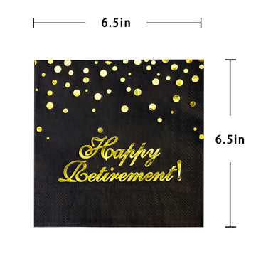 Pandecor 50 Pack 3 Layers Birthday Party Supplies,6.5 X 6.5 In Paper Napkins Birthday Party Decorations (Retirement Napkins)