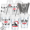 Foldtier 50 Pcs Checkered Racing Party Plastic Cup 12 Oz Checkered Flag Thick Clear Cup Black And White Checkered Cups Race Car