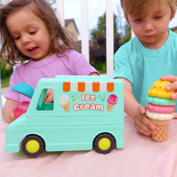 B. toys- Sweet Scoops- Pretend Play Ice Cream Truck Play Set - Play Food & Accessories - Toy Truck, Stackable Scoops, Magnetic S