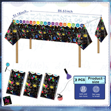 Plastic Science Tablecloth Science Party Decorations Rectangular Table Cover Dark Color Science Themed Table Cloth for Birthday
