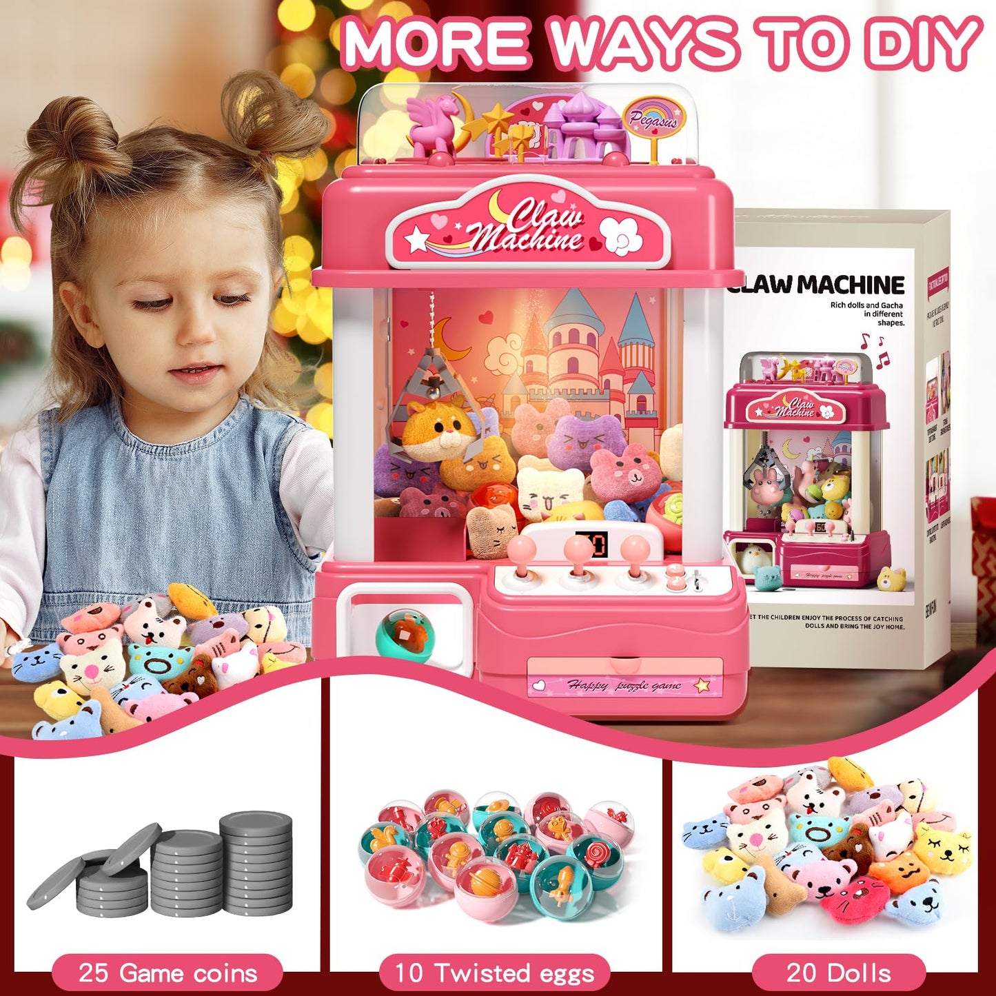 Aiqi Kids Claw Machine, Large Candy Vending Grabber, Prize Dispenser Toys For Girls And Boys, Electronic Claw Game Machine For P