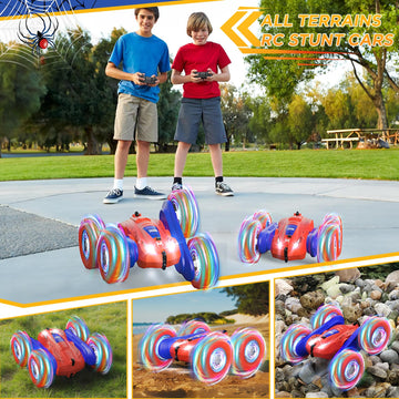 Spider RC Cars Double-Sided Driving 360 Flips Rotating 4WD with Lights for Kids Ages 4-7 8-12 Year Old, Remote Control Stunt Car