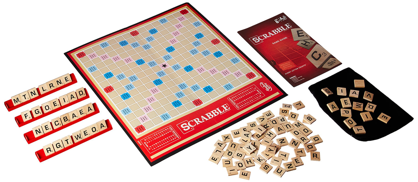 Hasbro Scrabble A8166 Classic Board Game - Wood, Classic Color, Family Fun