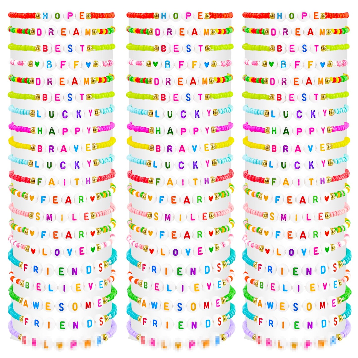 Yesaior 60 Pcs Colorful Friendship Bracelet, Stackable Elastic Cute Beaded Bracelets Preppy Bracelets Bulk Set For Women Gift (C