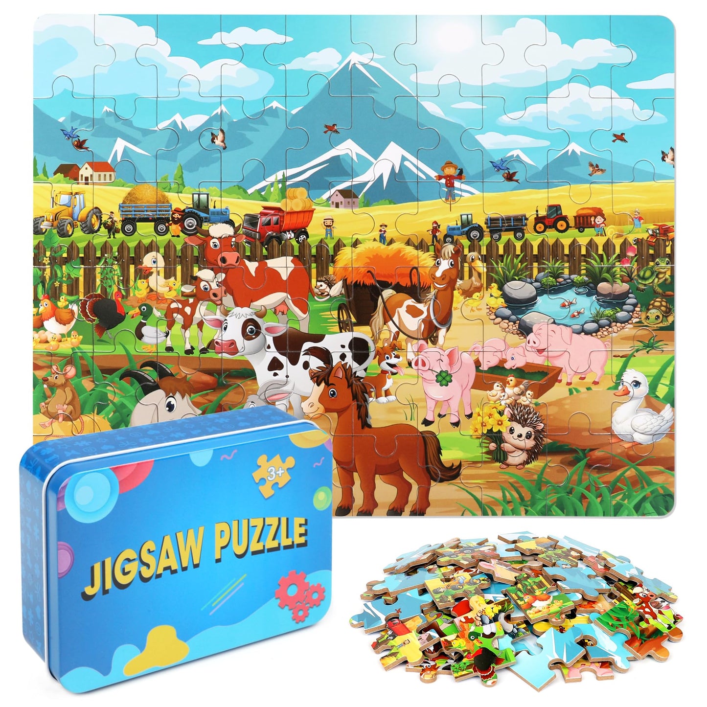 Lelemon Puzzles For Kids Ages 4-8 6-8 8-10 Farm Animals Jigsaw Puzzles Boys Girls Children Learning Educational Puzzles Portable