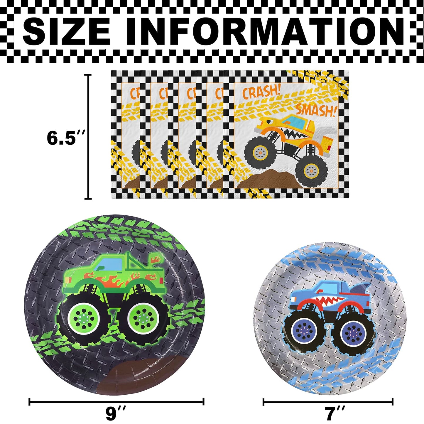 Monster Truck Party Plates And Napkins Monster Truck Party Decorations Monster Truck Party Favor Monster Truck Party Supplies Se