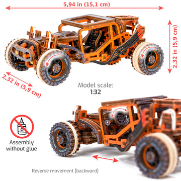 WOODEN.CITY Engineering DIY Wooden Model to Built - Model Car Kits - enhanced 3D Wooden Puzzles for mature-themeds - Detailed Model Kits for Enthusiasts and Collectors (Dune Buggy Car Puzzle Model)