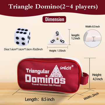 Smilejoy Triangle Domino Game - 56 Ivory Triangular Tiles with Brass Spinners, Standard Size, Ages 7+, 2-4 Players, Skill Training