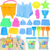 KUBUSFLY Beach Toys for Toddlers, Sand Castle Toys with 2 Sand Bucket, 2 Mesh Bag, 4 Sand Shovels & Sand Molds, Travel Sand Toys