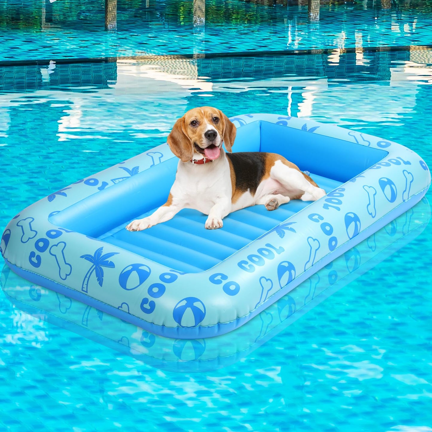 Jellyarch Dog Float For Summer Pool 60'' X 33. 5'' Inflatable Dog Pool Float With Rope And Handle Durable And Foldable Pet Raft