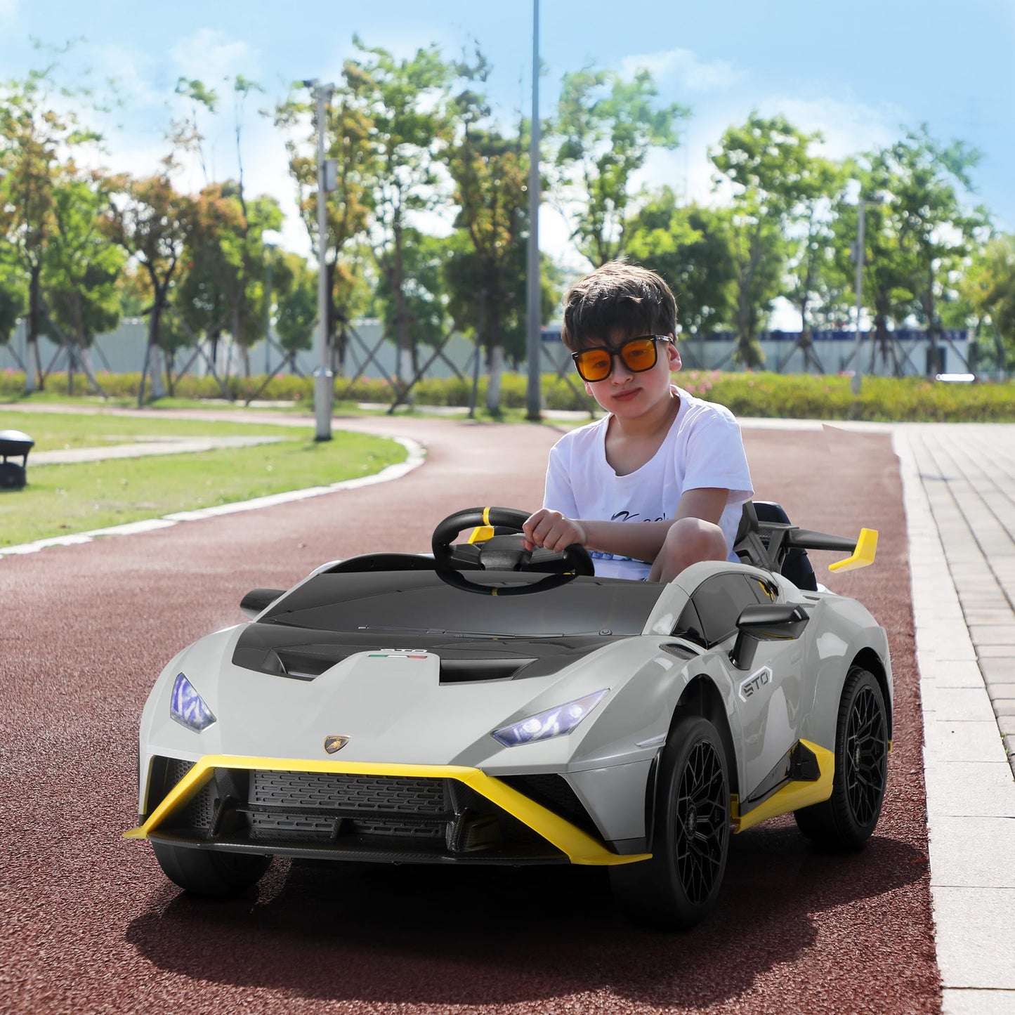 Tobbi Kids Ride On 24V Licensed Lamborghini Sto Electric Car For Kids 3-8 Battery Powered Ride On Toys Lambo Sports Car With Rem
