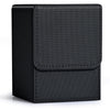 Zlca Card Deck Box For Trading Cards, Mtg Yugioh Deck Case Holds 100+ Single Sleeved Cards, Pu Leather Magnetic Card Storage Box Fits For Tcg Ccg Magic Game Cards (Black)
