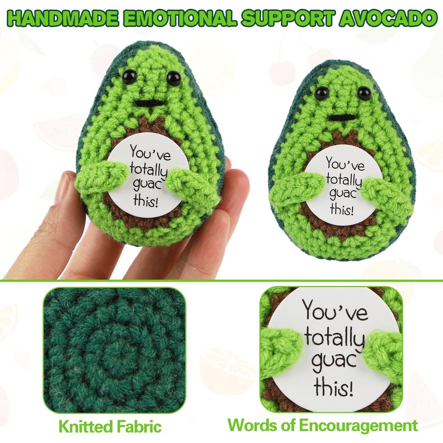 Dafuriet Mini Funny Positive Potato, 3 Inch Knitted Wool Doll With Positive Card For Cheer Up Gifts And Party Decorations, Cute Wool Positive Potato Crochet Doll(Avocado)