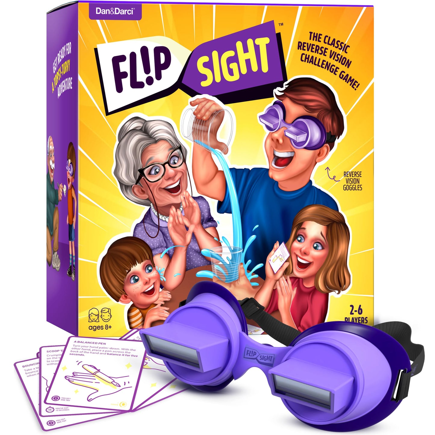 Dan&Darci Flipsight Upside Down Goggles Challenge Family Game For Kids And Adults - Kid Games For Boys & Girls 8-12 - Gifts For