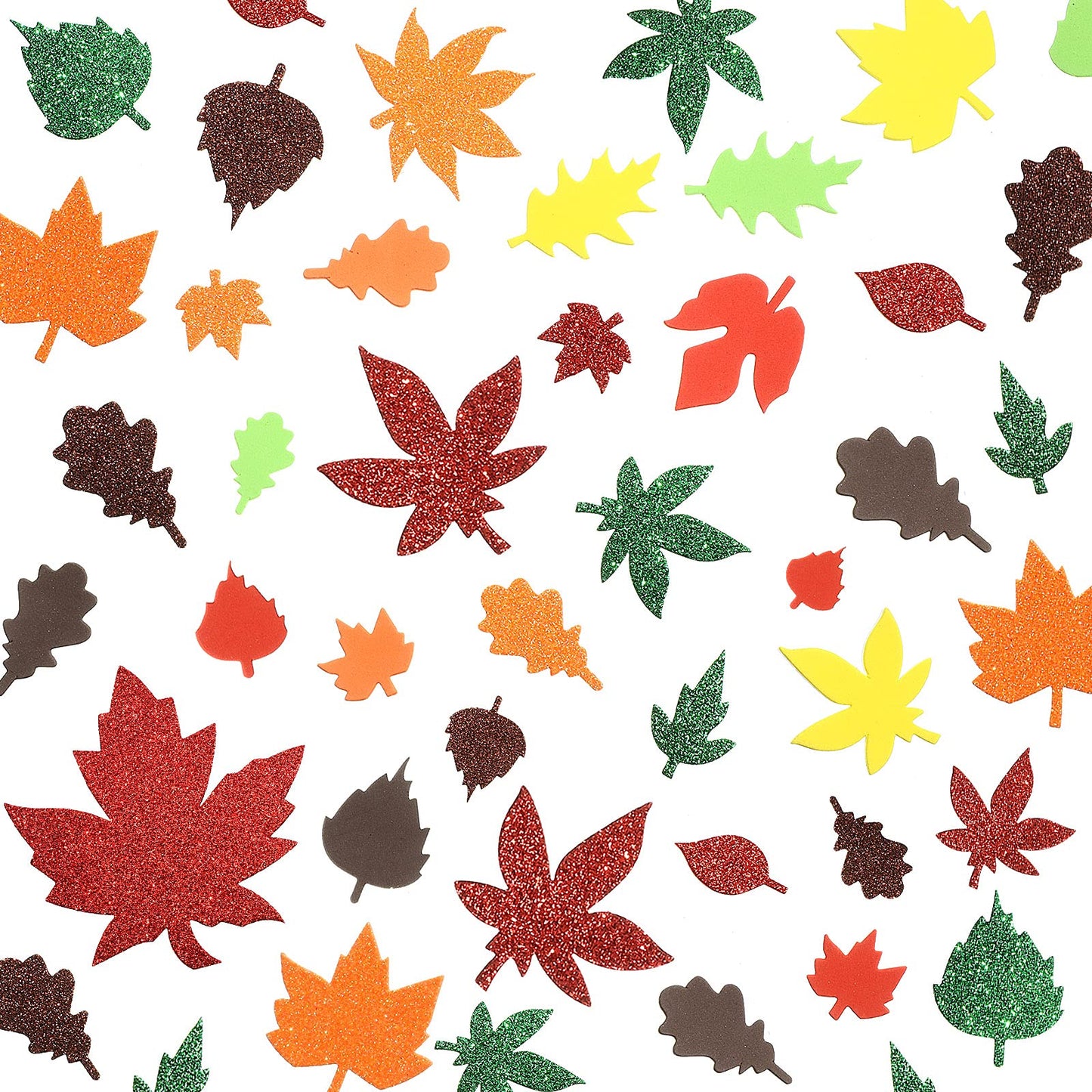 224 Pcs Thanksgiving Fall Foam Leaf Stickers Fall Crafts Self Adhesive Leaf Shape Glitter Sticker Thanksgiving Glitter Foam Sticker For Autumn Party Diy Crafts(Classic Style,Mixed Colors)