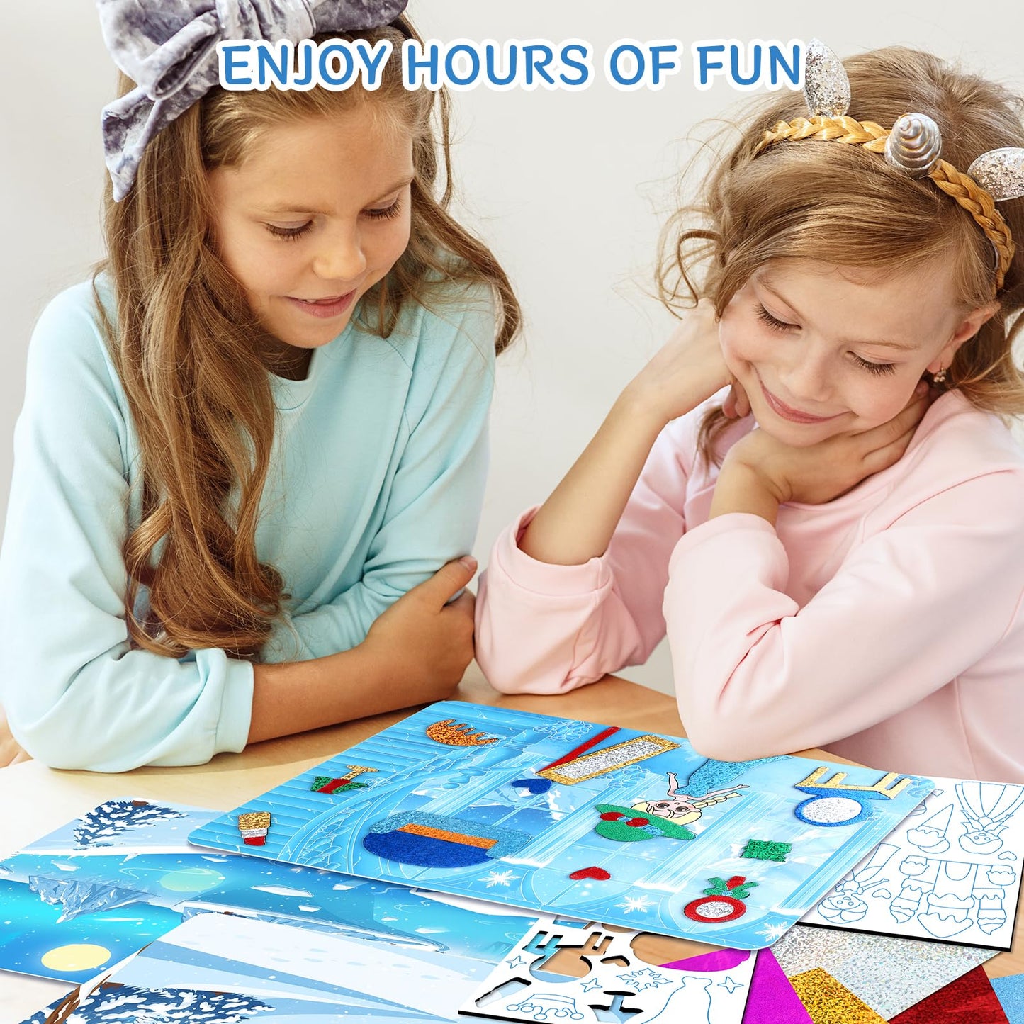 PERRYHOME Foil Arts & Crafts Kit - DIY Frozen Fun, Mess-Free Coloring, 12"x8"x0.8", Blue, Ideal for Kids Ages 4-9, Perfect Gift