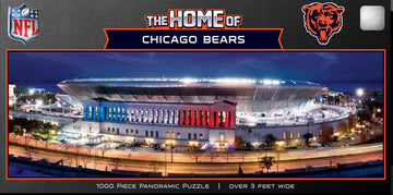 MasterPieces 1000 Piece Jigsaw Puzzle - NFL Chicago Bears Stadium Panoramic 13x39 Chicago Bears Wall Art Decor Poster Style Officially Licensed mature-themed Puzzle