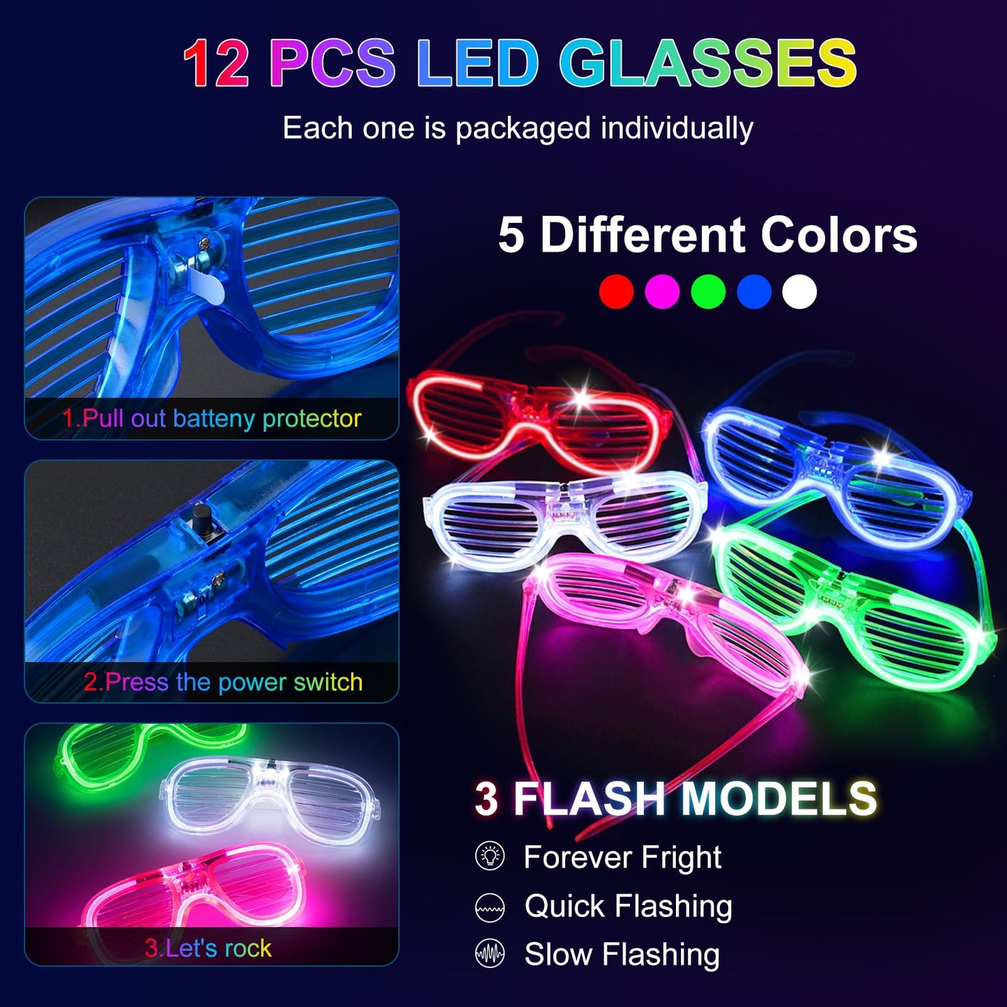 Shqdd260 Pcs Glow In The Dark Party Supplies, Glow Sticks Glasses Favors, 20Pcs Foam Glow Sticks, 20Pcs Led Glasses, 20Pcs Bunny