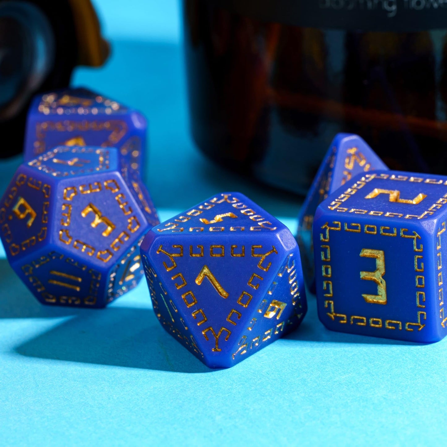 HDdais DND Dice Set, 7 Die Polyhedral Dice Set D&D for MTG Dungeons and Dragons Role Playing Game(Blue)