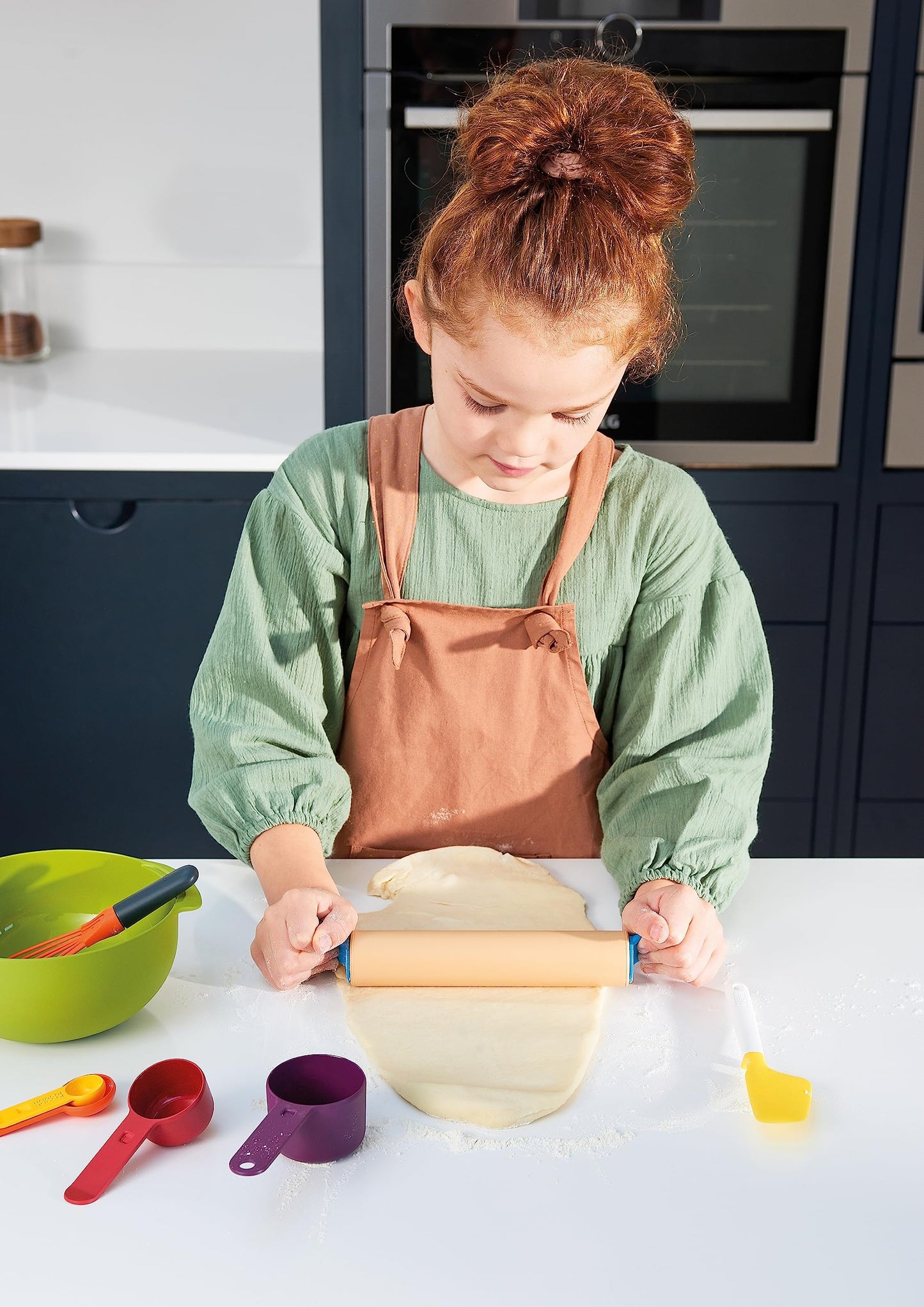Casdon Joseph Joseph Bake | Toy Kitchen Baking Set for Children Aged 3 Years & Up | Includes Moving Rolling Pin for Imaginative