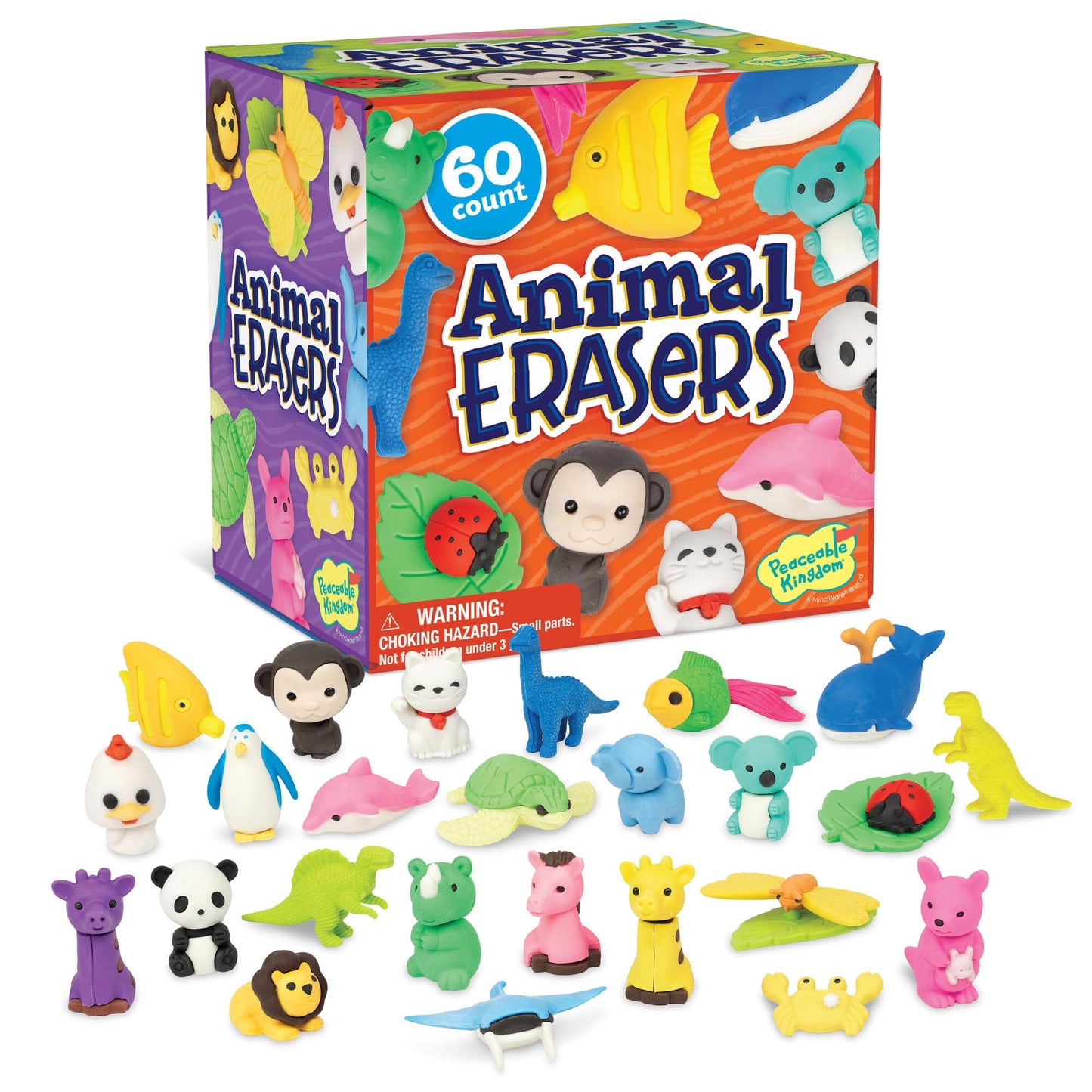 Peaceable Kingdom 60 Party Favors for Kids Fun Gift for Birthday, Classroom Prizes, Pinata and Goodie Bag Stuffers - Animal Eras