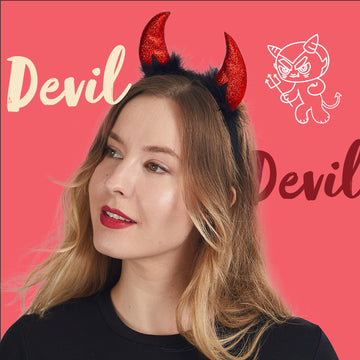 Spooktacular Creations Halloween Devil Horns Headband Red Demon Headwear Costume Accessories for Kids Girls Women Halloween Party Favors Cosplay Costume