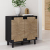 Nathan James Beacon Sideboard Cabinet, Brushed Black-Seagrass, Wood, 1 Adjustable Shelf, Model 71402, Perfect for Hallway or Dining Room