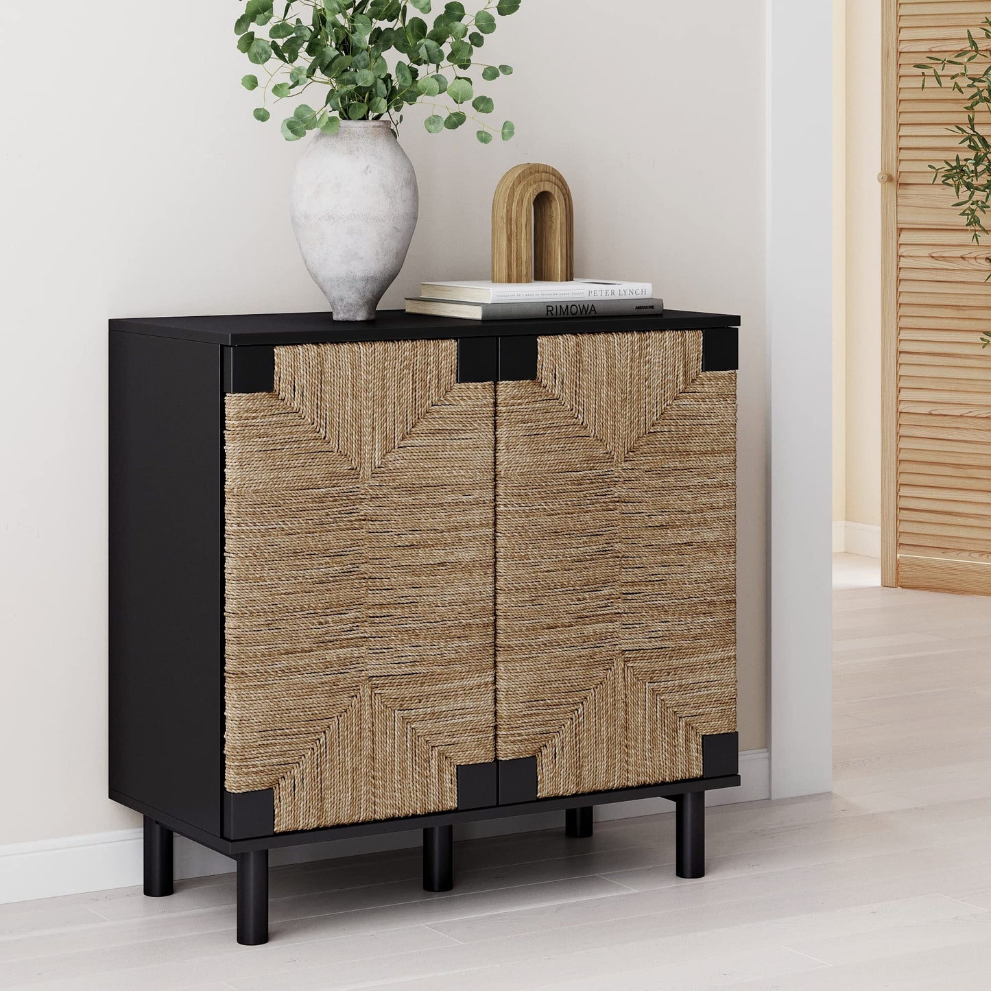 Nathan James Accent Boho Modern Free Standing Buffet Sideboard Hallway, Entryway, Dining Living Room, 1 Storage Cabinet, Beacon