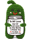 MAMAGIFTREE Handmade Crochet Pickle - Romantic Gift for Couples, Green, Perfect for Anniversary, I Love You Gifts for Him/Her