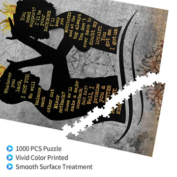 African American Puzzles for Adults 1000PCS Afro Black King and Queen Jigsaw Puzzles Black Couple Inspirational Quotes Woman Men